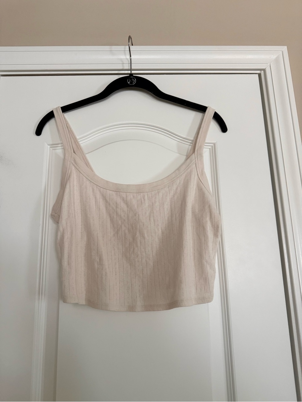 Women's Cream Ribbed Crop Tank Top